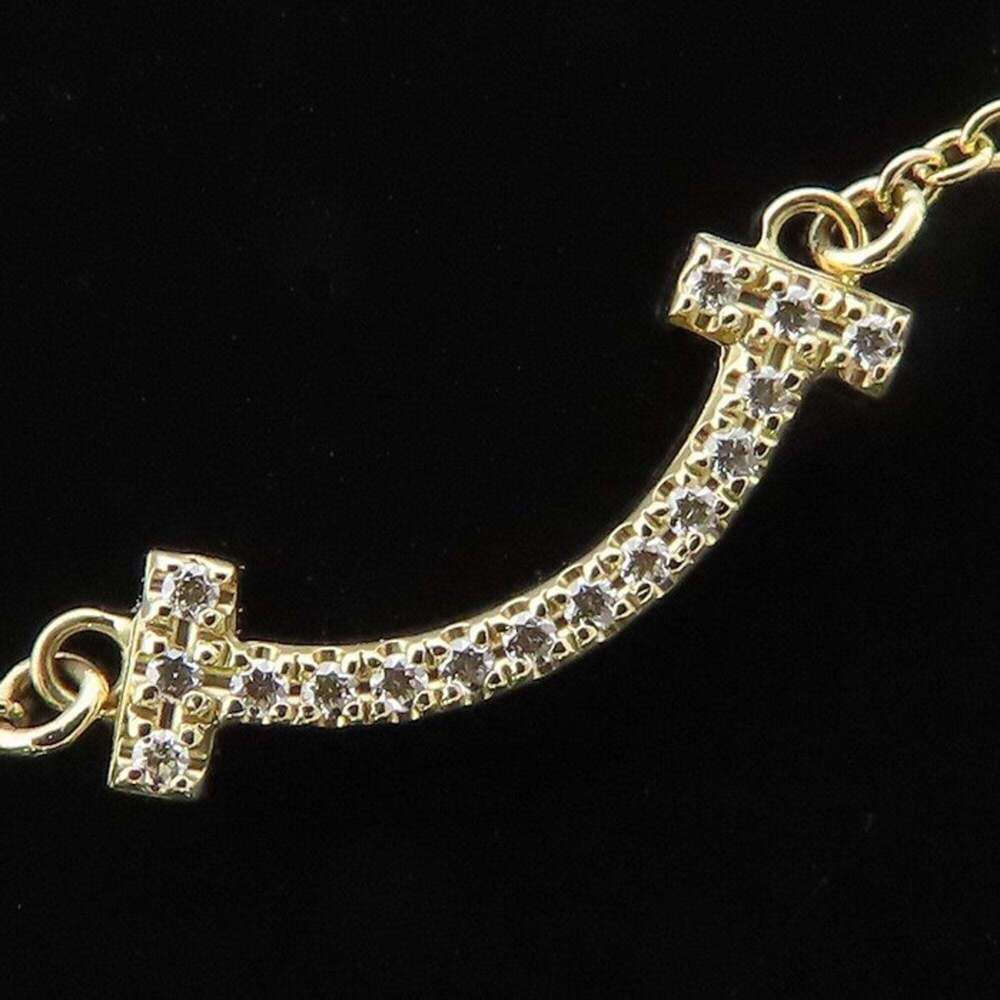 TIFFANY&Co. Tiffany T Smile Necklace Mini Diamond 18K Yellow Gold Women's 295313 - Picture 6 of 8